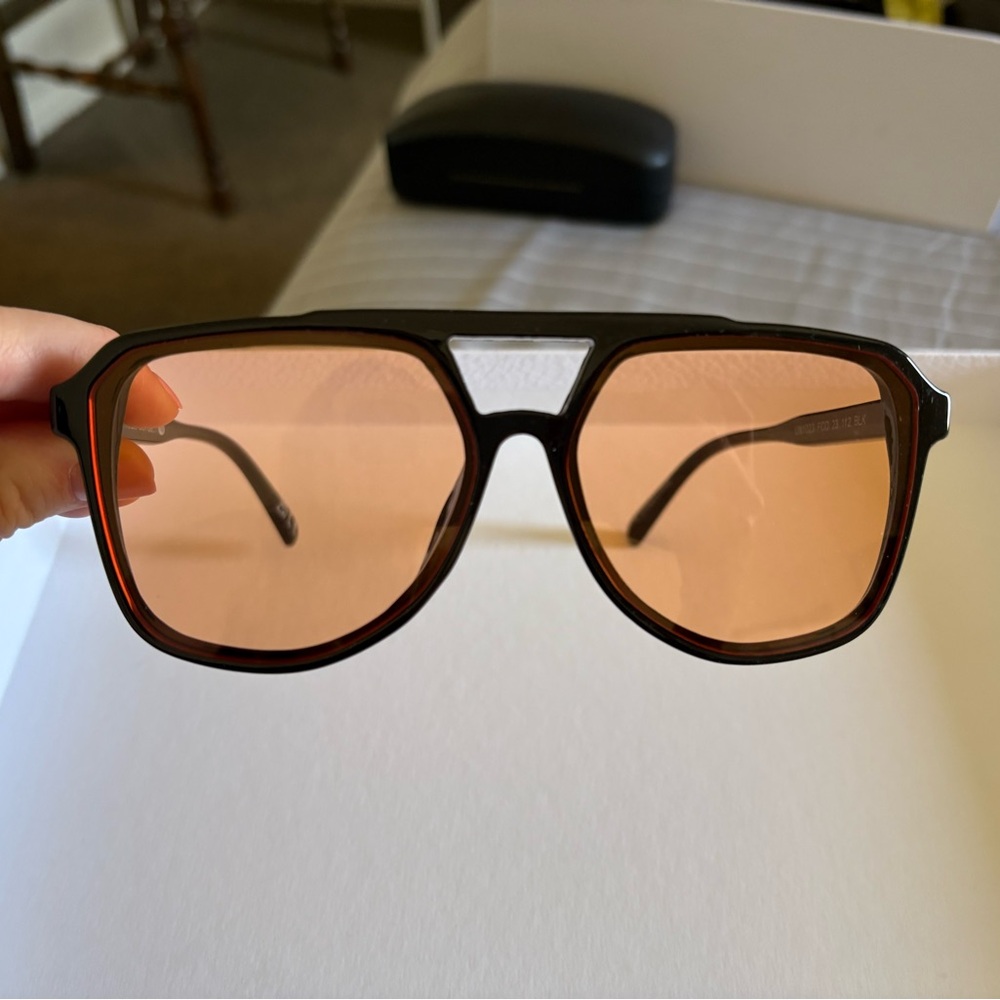 FRYE & co.  Black Sunglasses with Orange Lenses